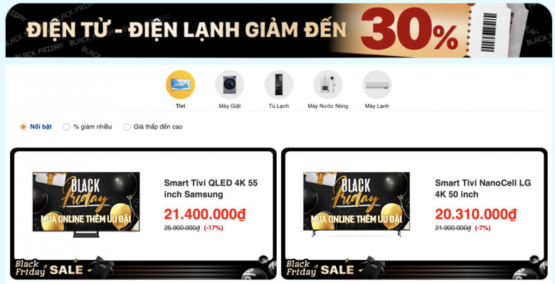 [Black Friday Điện Máy Xanh 2021] Điện tử - Điện lạnh giảm giá đến 30%