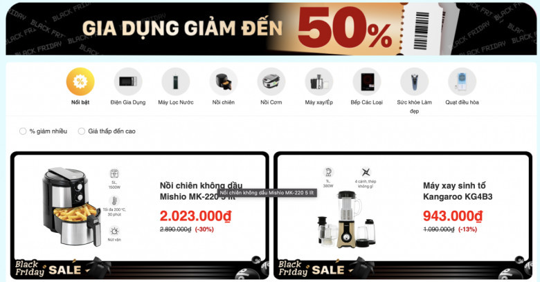 [Black Friday Điện Máy Xanh 2021] Gia Dụng Giảm Đến 50%